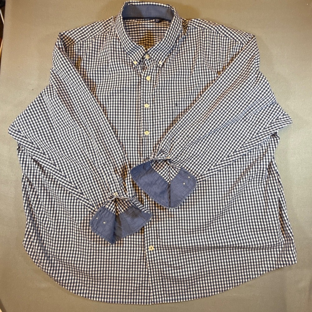 IZOD Mens 5XL Gingham Button Down Blue White Long Sleeve 45IW463 Big & Tall 2136